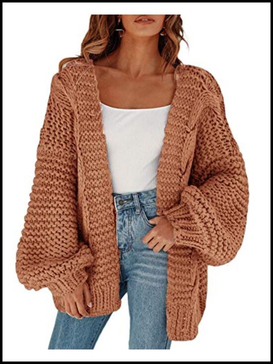 Sweaters - Oversized Chunky Knit Cardigan Long Sleeve Open Front Sweater Coat for Women